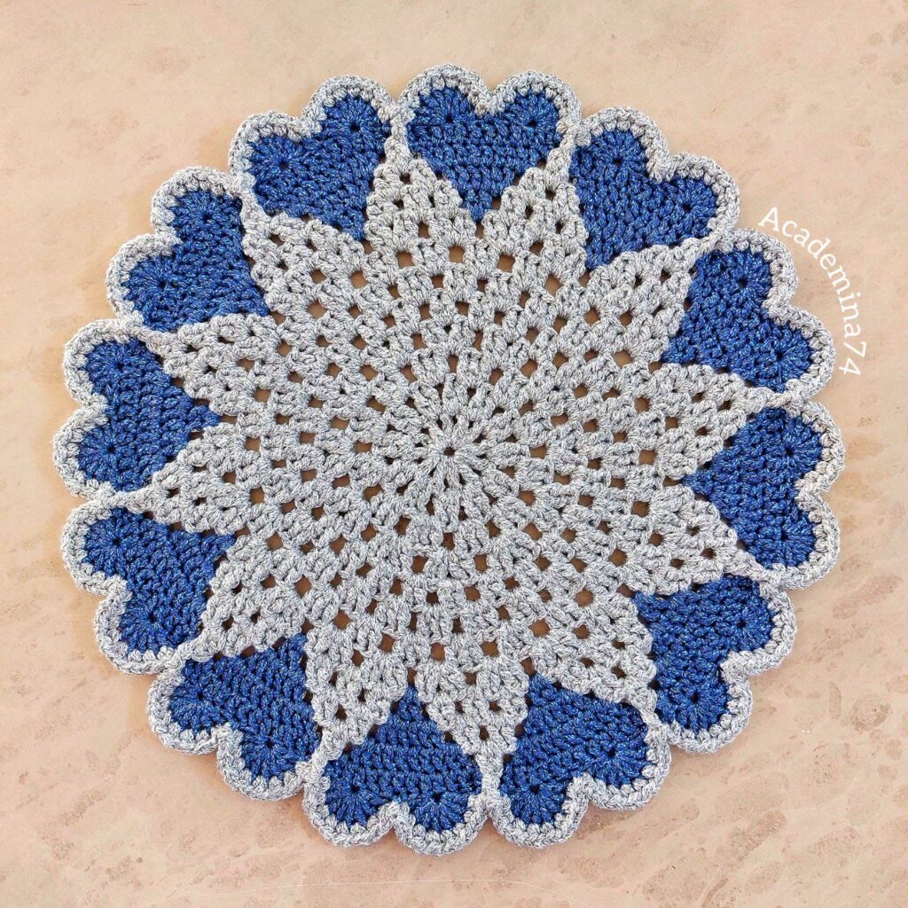 آموزش رومیزی قلبی قلاب بافی آموزش رومیزی یا زیربشقابی قلبی قلاب بافی
