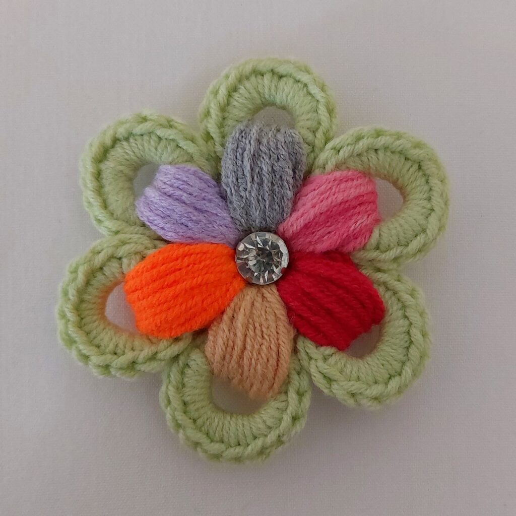 آموزش گل پفکی قلاب بافی  