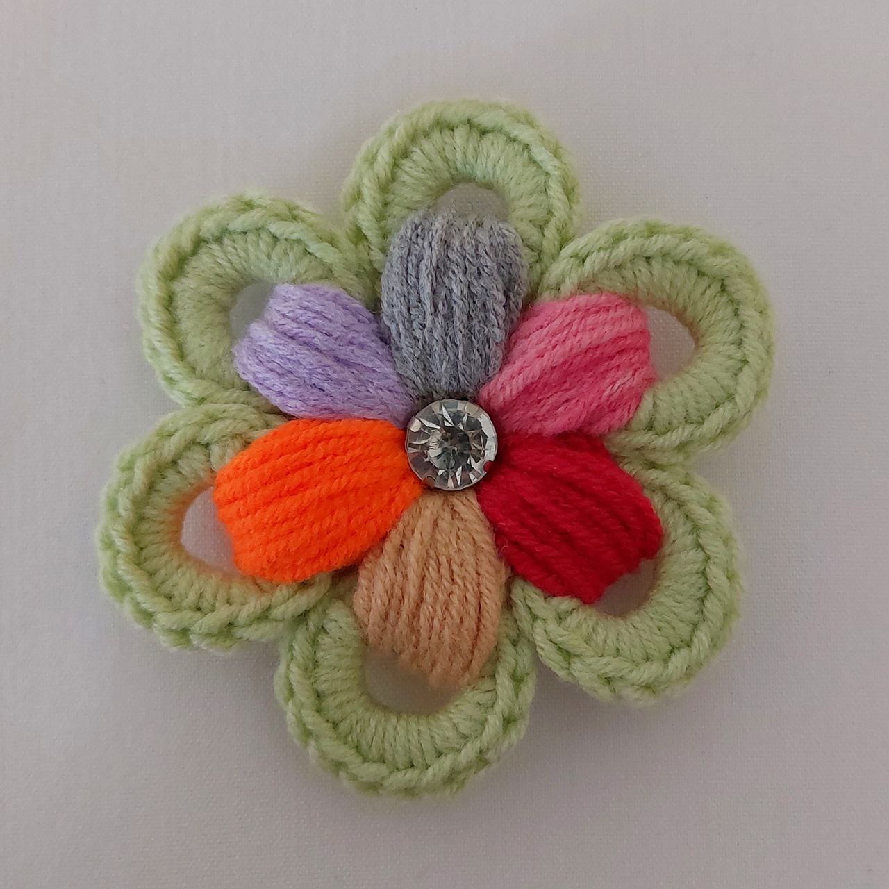 آموزش گل پفکی قلاب بافی  