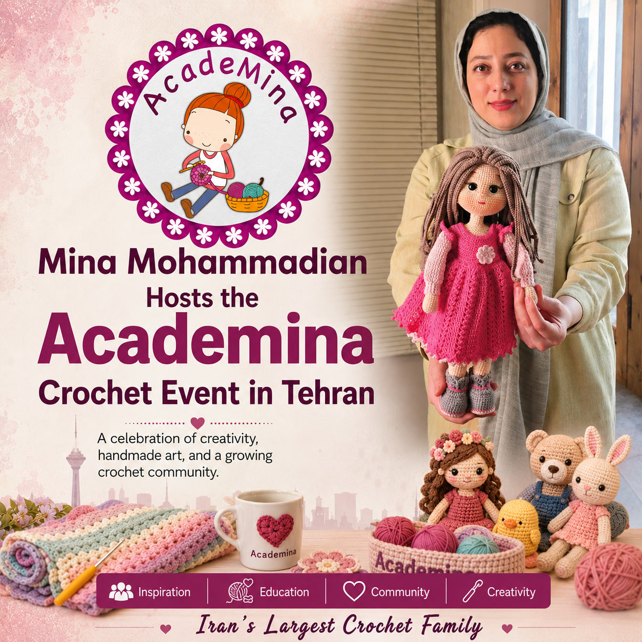 Mina Mohammadian at the Academina Crochet Event in Tehran